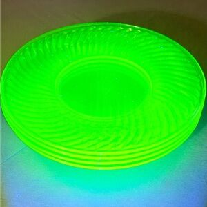 Uranium Anchor Hocking Green Glass 8.25” Plates - Set of 4